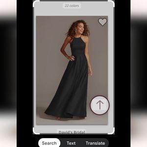 Black David's bridal high-neck satin a-line bridesmaid dress